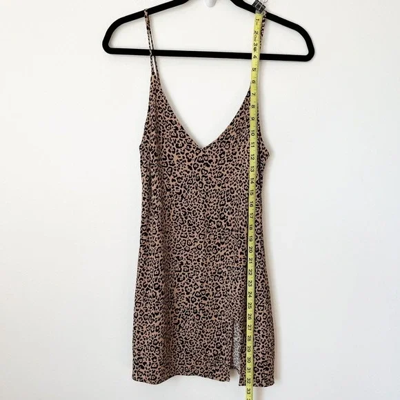 Reformation Marlowe Leopard Print Mini Dress V-Neck Side Slit - Picture 8 of 16